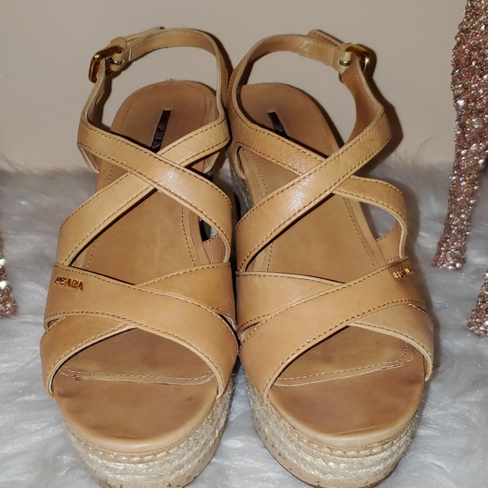 Prada leather wedge